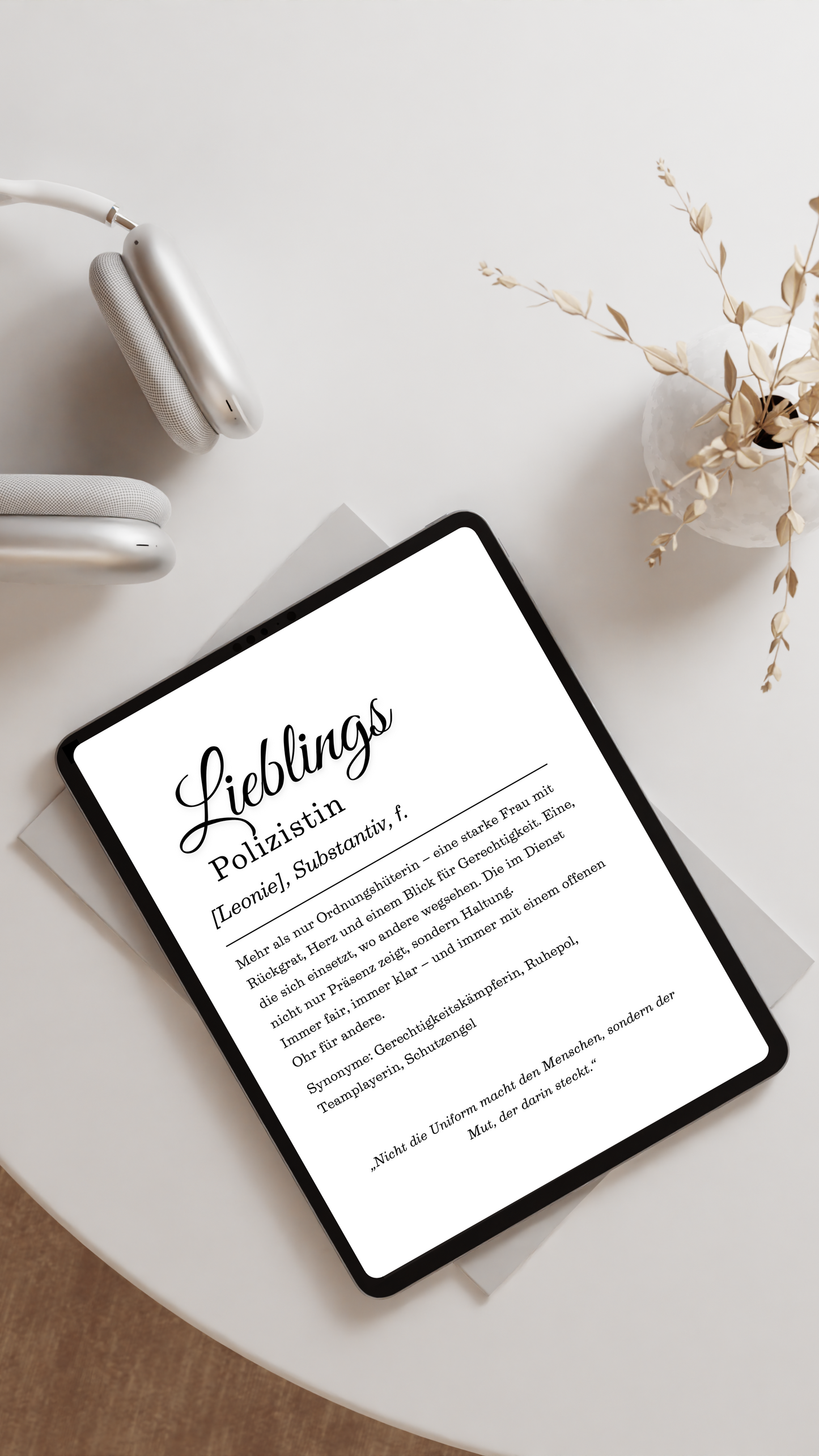 Polizistin Poster mit Wunschname – Digitaler Download A4/A3
