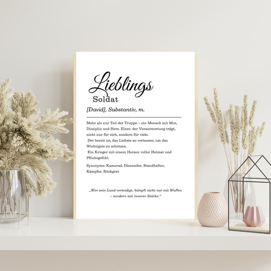 Soldat Poster mit Wunschname – Digitaler Download A4/A3