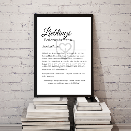 Lieblings Feuerwehrmann Poster – Digitaler Download