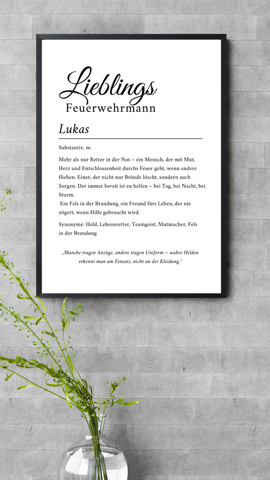 Lieblings-Feuerwehrmann personalisiert – Poster