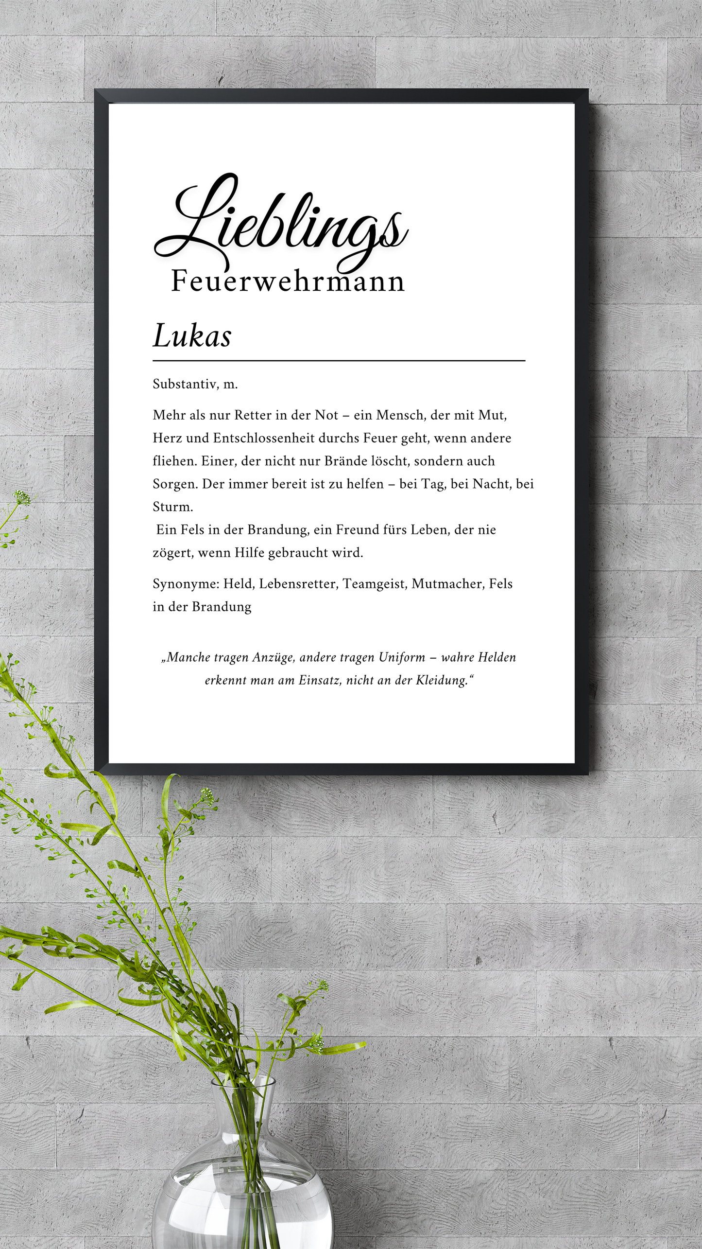 Feuerwehr Poster mit Wunschname – Digitaler Download A4/A3
