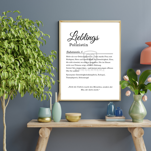 Lieblings Polizistin Poster – Digitaler Download