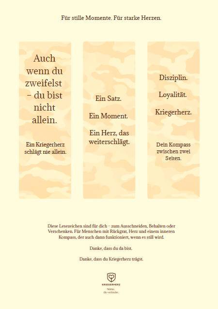 Kriegerherz Lesezeichen Freebie